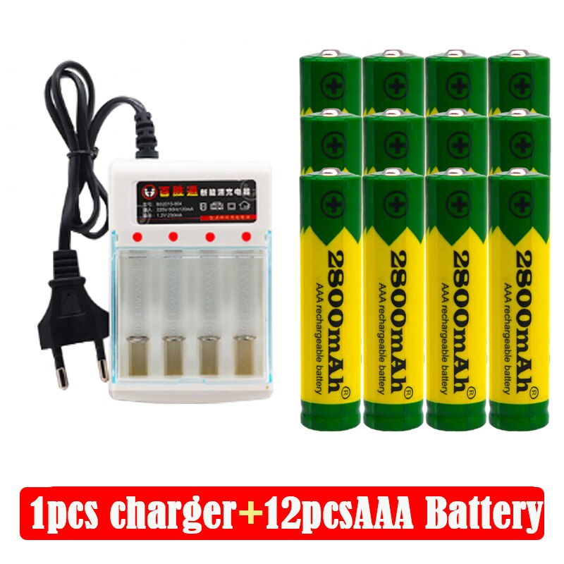 Aaa Batterij Alkaline 2800 Mah 1.5 V Aaa Oplaadbare Batterij Voor Batterij Afstandsbediening Speelgoed Batterij Licht Batterij + Lader: WHITE