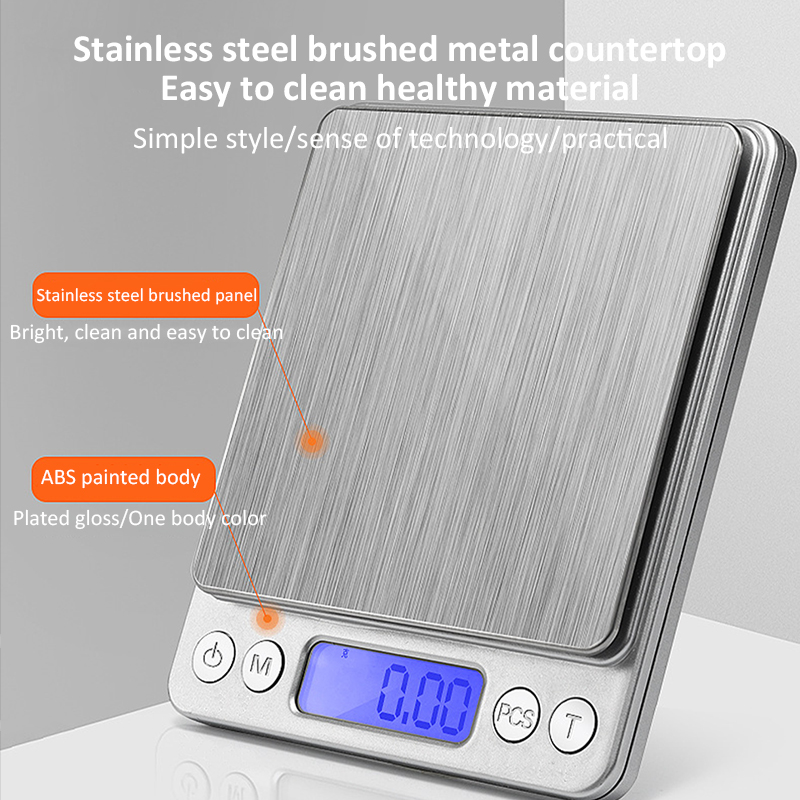 500g/0,01g 3kg/0,1g Elektronische Waage Edelstahl Lebensmittel Waage LCD Display Mini Digitale schmuck Wiegen Küche Waagen Balance