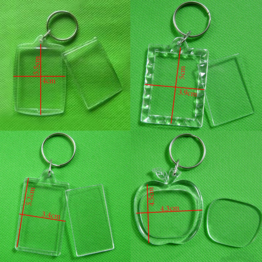 Photo Frame Keychian Acrylic Rectangle Insert Picture Frame Keyring Key Holder DIY Split Ring for Women Ladies Girls