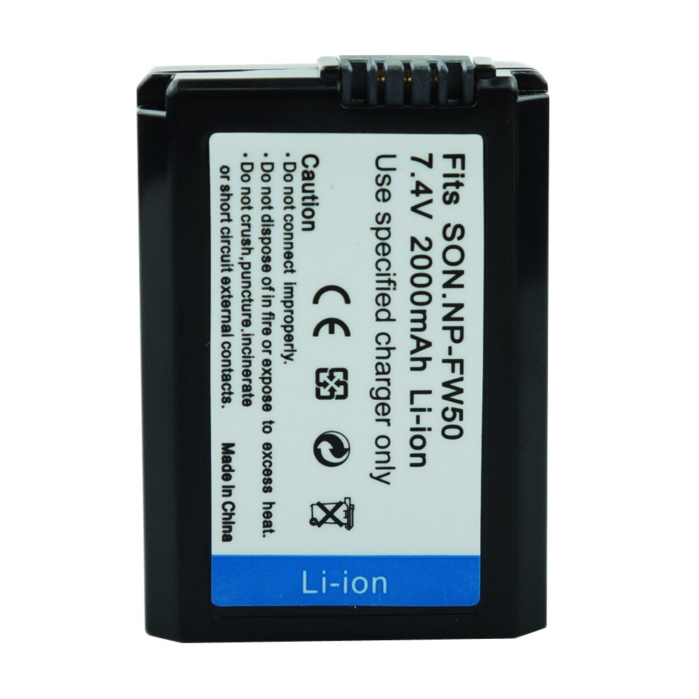 2* 2000 mah np -fw50 bateria np  fw50 kamera batteri til sony alpha  a6500 a6300 a6000 a5000 nex -3 a7 7r a7r a7ii nex -3 nex -3n nex -5