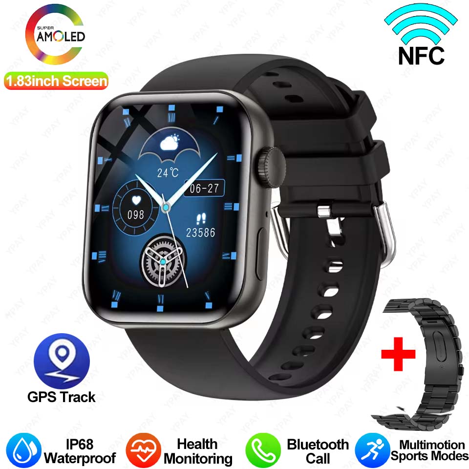 Para huawei xiaomi amoled relógio inteligente masculino ajuste 3 bluetooth chamada gps esporte rastreador ip68 à prova dip68 água feminino smartwatch 2024 novo: Prateado