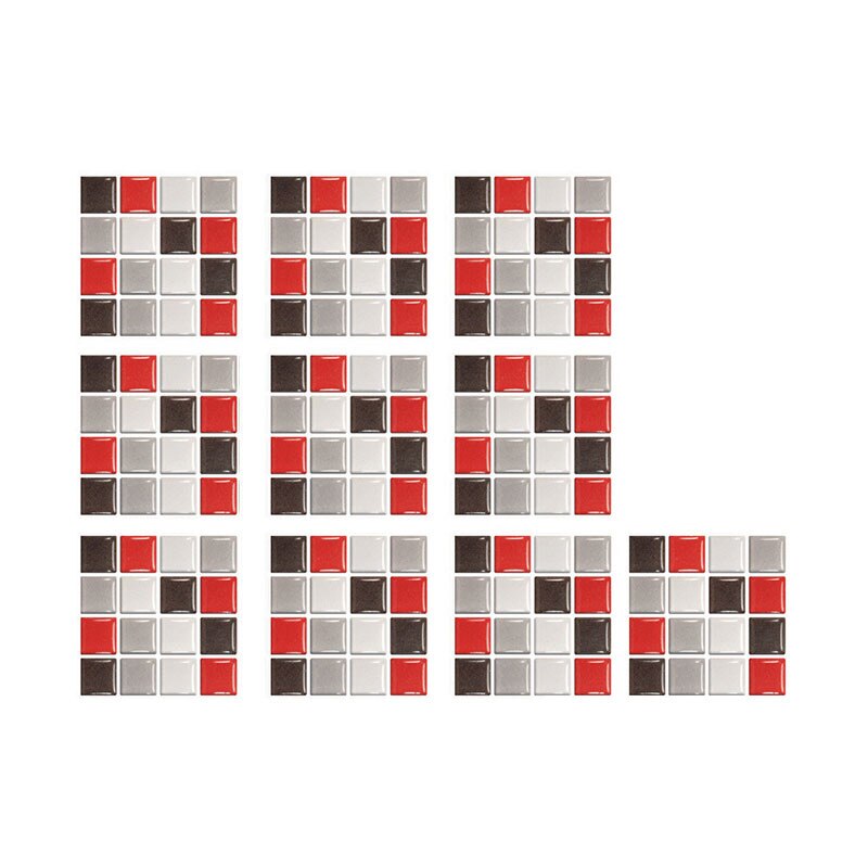 10 Pcs Practical Glass Tile Self-adhesive Wall Sticker Household Goods Waterproof Crystal Tile Sticker DIY 3D Sold: red