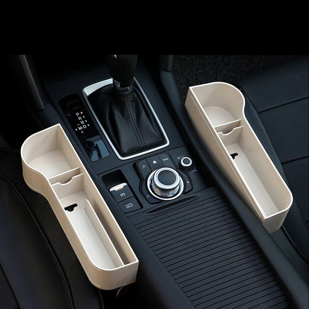 Left / Right Car Seat Crevice Gaps Storage Box ABS Plastic Auto Drink for Pockets Organizers Stowing Tidying Universal: Beige