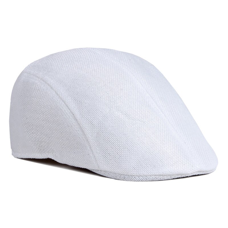Summer Mesh Berets Hat For Men Solid Black White Breathable Newsboy Cap Women Retro Painter Cap Thin Flat Herringbone Hat Boina: White