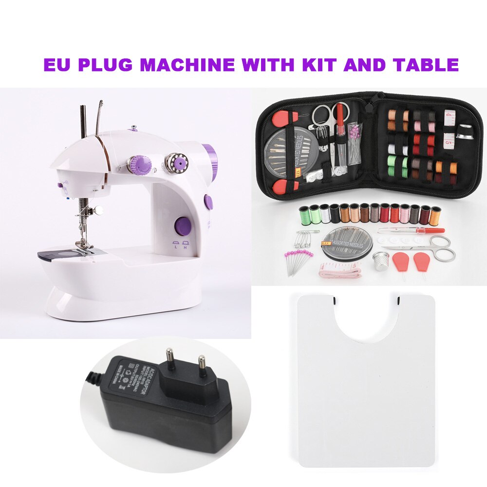 Mini pedal para máquina de costura, portátil, com luz noturna, cortador de linha reta e enrolamento automático: EU KIT BAG TABLE