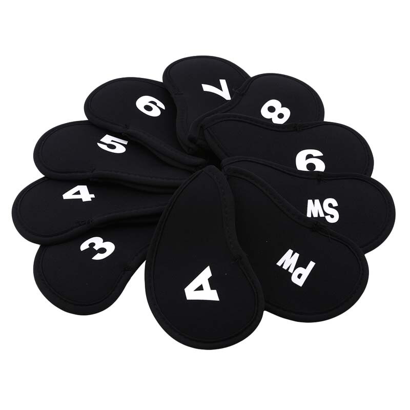 Couvre-tête de Club de Golf en fer, 10 pièces, couvercle de tête de Putter, ensemble d&#39;accessoires de Golf de Sport en plein air: black