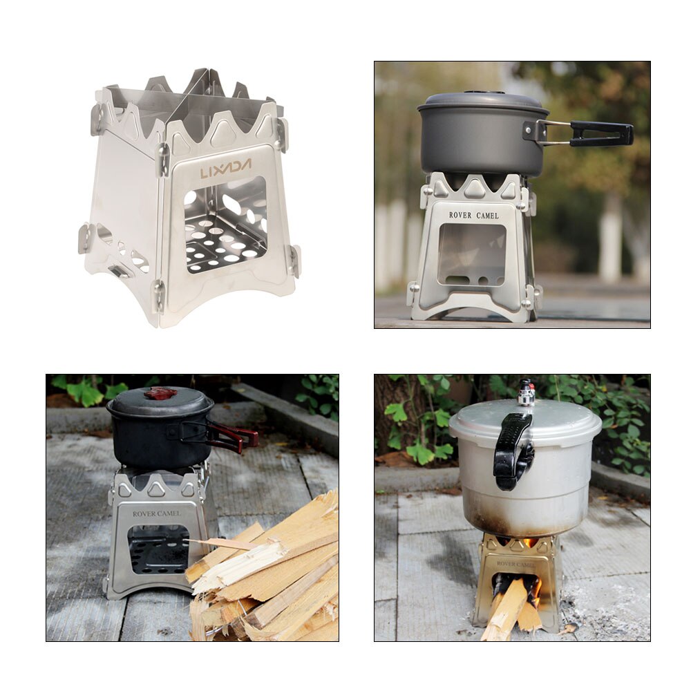 Lixada Compact Folding Titanium Wood Stove Outdoor Camping Stove Cooking Picnic Stove Portable Wood Furnace Burners