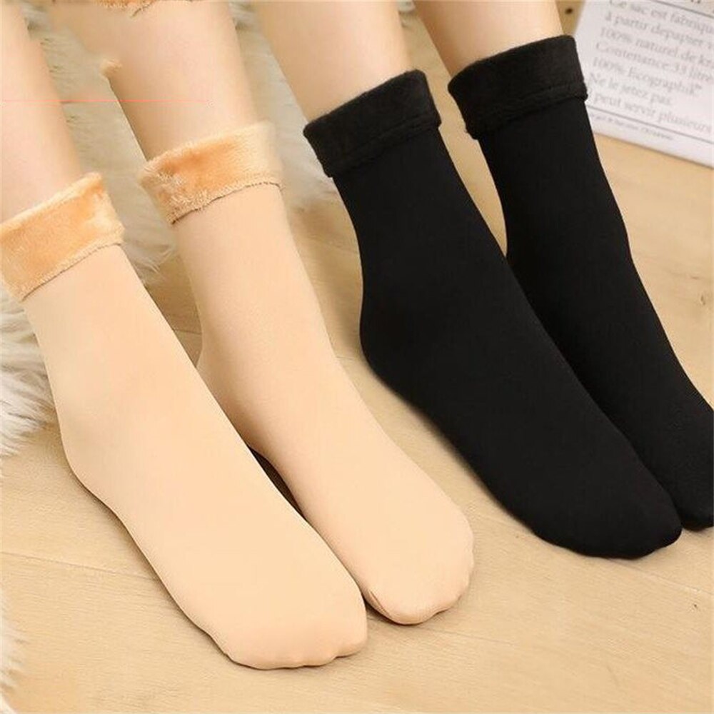 Women's Winter Thicken Warm Thermal Socks for women Solid Black soken Seamless Wool Floor Cashmere Home Snow Boots socks for men