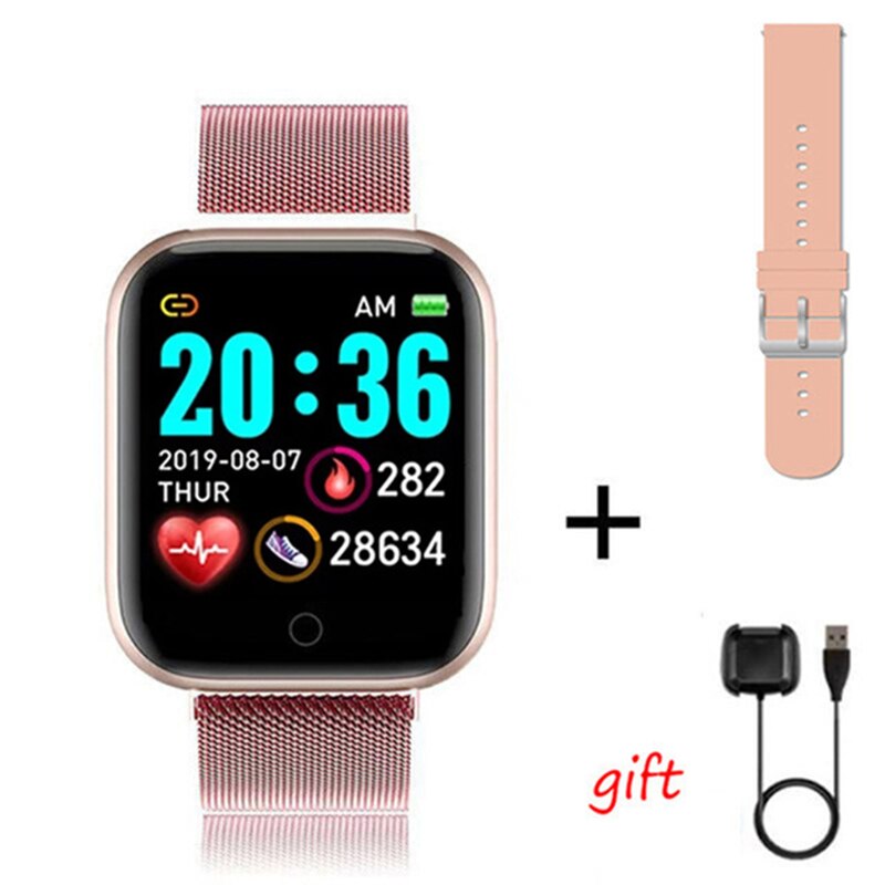 Smart Uhr P6 Frauen Blutdruck Monitor Fitness Tracker Sport Bluetooth Smartwatch D20 Pro Uhr für xiaomi apple PK i5: D20Pro Steel Golden