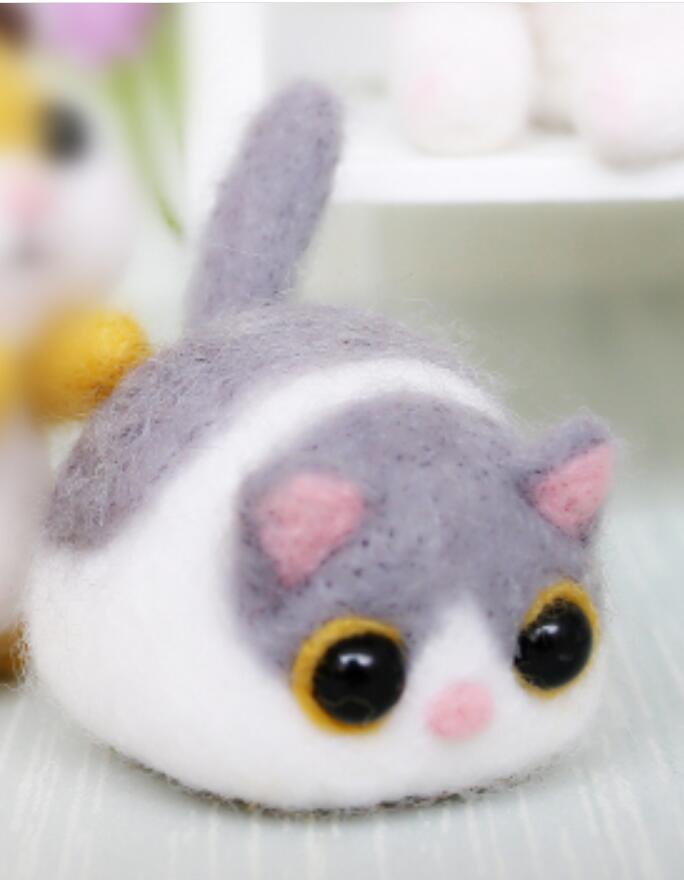 Wolle filz Jab, katze, Hand-gemacht DIY, kreative katze ei. Wolle nadel Bausatz wollfilz nadel filzen dekoration handwerk needlecra: A