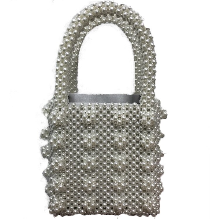 Vrouwen Parel Kralen Draagtas Acryl Clear Box Handtas Voor Vrouwen Party Vintage Kleine Avondtassen Luxe Strand sac: Ivoor