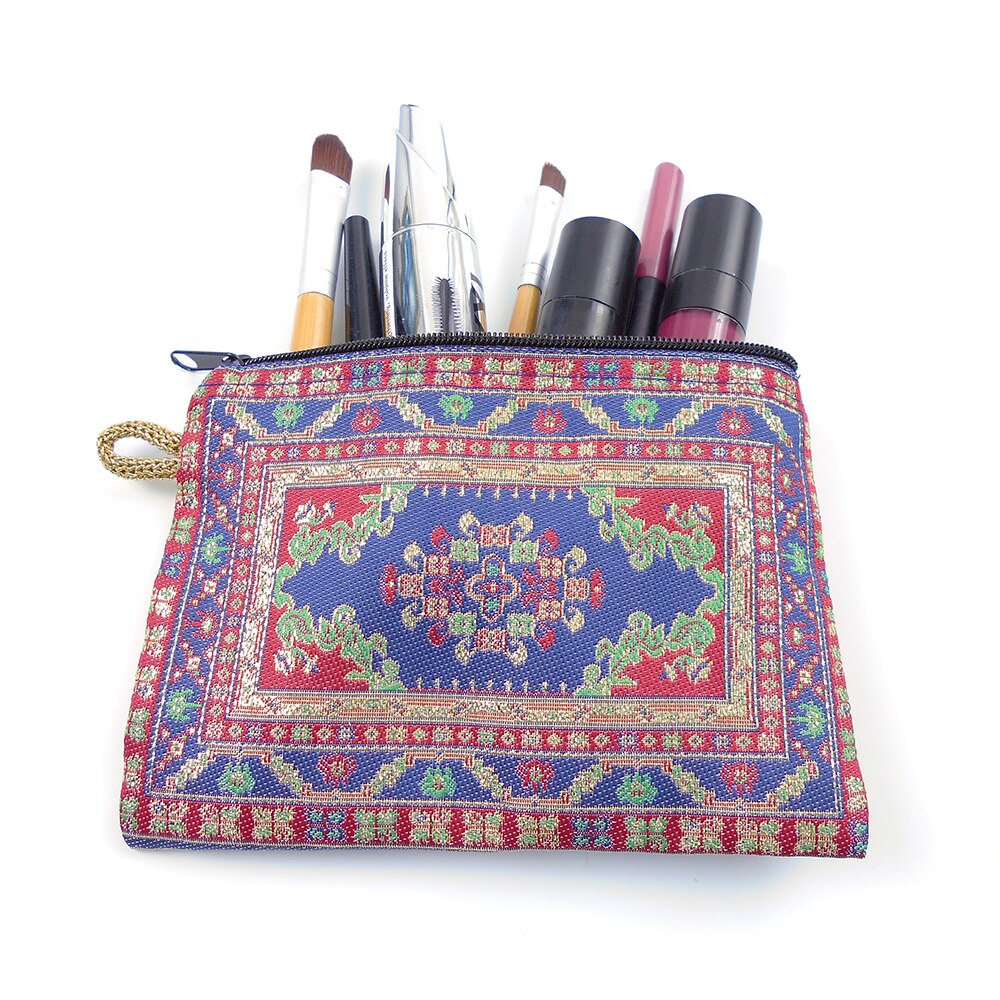 3 Pcs | Handmade Red-Yellow-Navy Blue Turkish Carpet Pattern Women Wallet With Zipper | Christmas Ideas for Dear