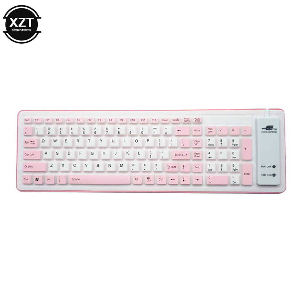 Tragbare wasserdichte und staubdichte Silikontastatur, faltbare USB-Tastatur, 103-Tasten, kabelgebundene Tastatur für PC-Laptops