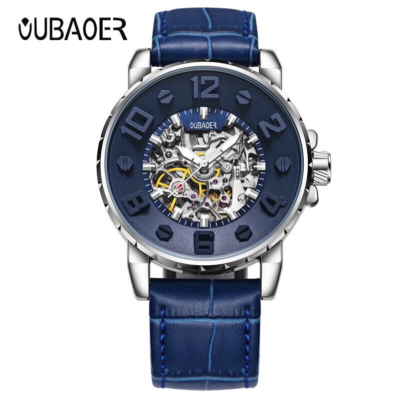 OUBAOER-Reloj de pulsera para hombre, de negocios, automático, Tourbillon, mecánico, resistente al agua, masculino,