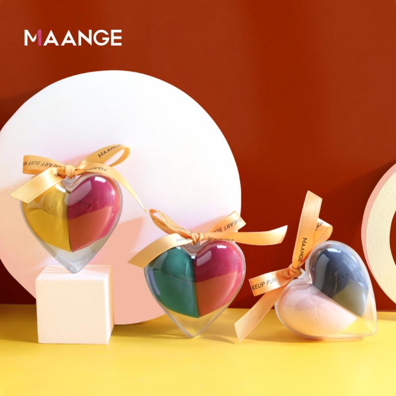 2pcs/set Heart-shaped Sponge Puff Wet Dry Beauty Face Foundation Powder MakeUp Cosmetics Makeup Egg Puff Tools Accessories