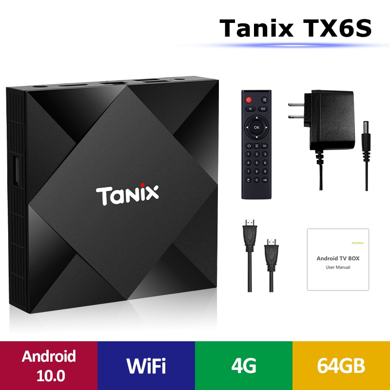 Android 10.0 TV Box Tanix TX6S Allwinner H616 4GB 64GB Media Player WiFi bluetooth 8K TV Set top box for Google Assistant