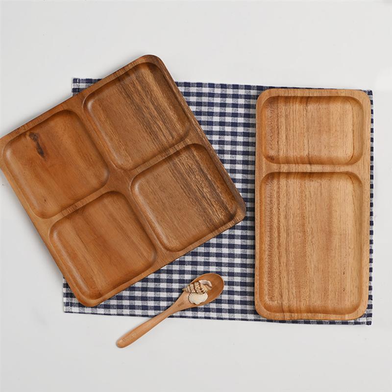 1 pc frugttallerken snack tallerken special tallerkener snack fad miljøvenlig serveringsbakke delt tallerken træ snack skillevæg brun