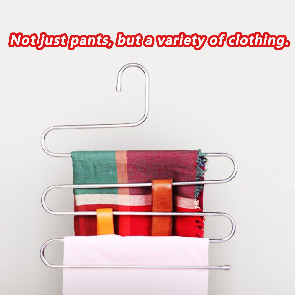 Cintre à pantalons en acier inoxydable 5 couches, support de pantalon de type s, support multifonction pour écharpes, cravates, ceintures, gain de place, porte-serviettes 3