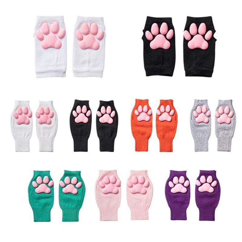 Guantes de silicona 3D con forma de Pata de Gato para mujer, guantes sin dedos, para Cosplay, Navidad y Halloween