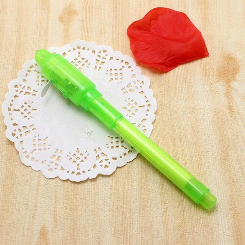 1 PC Multifunctionele Onzichtbare UV LED Pen Inkt Secret Marker Pen Met Ultra Violet LED Zwart licht Leren Onderwijs Speelgoed voor Kids: Green