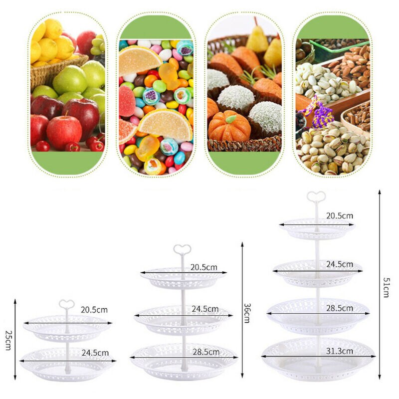 3 Tier Grid Cake Stand Set Cupcake Dessert Round Display Tray Rack Plastic Tower Plate Wedding Decoration Kitchen Cake Tools