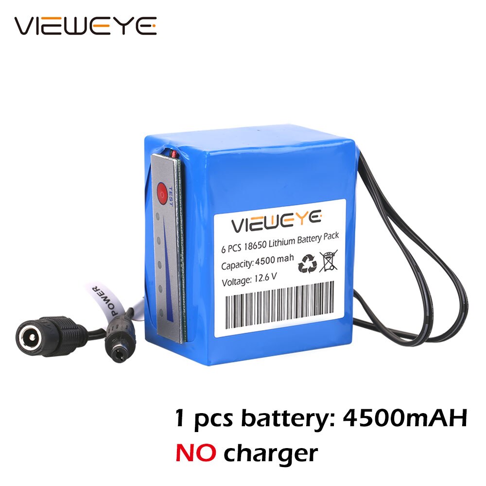 ViewEye Original 12V 4500mAh/6400mAh Indicator Lithium Battery pack for Fish Finder Underwater Fishing Video Camera: 4500mAH NO charger