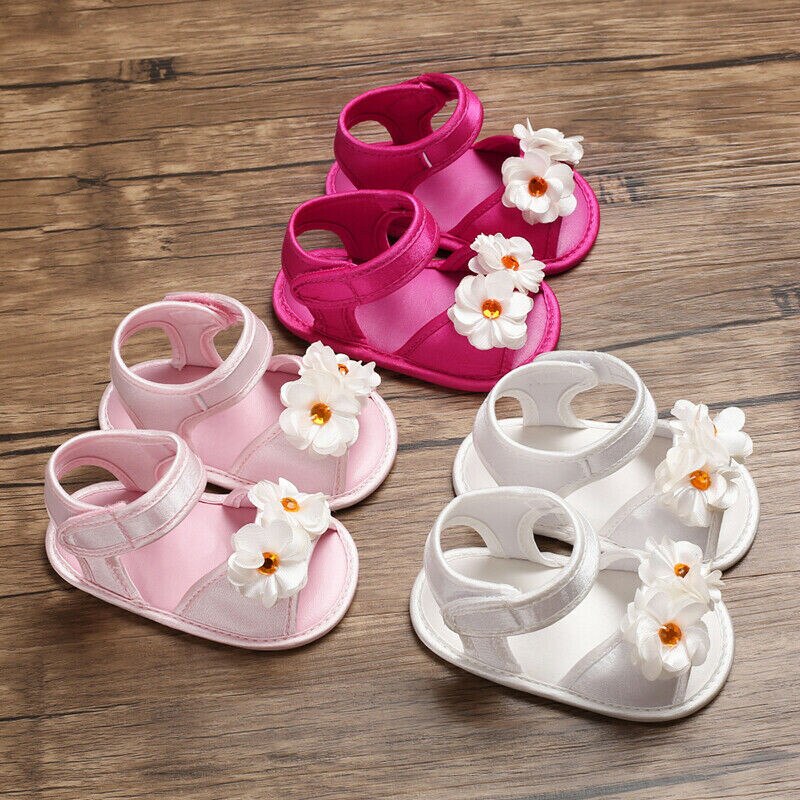 PUDCOCO Novos Infantil Meninas Da Criança Do Bebê Sandálias de Sola Macia Linda Princesa Flor Velcro Casuais Sapatos Tamancos 0-18 M