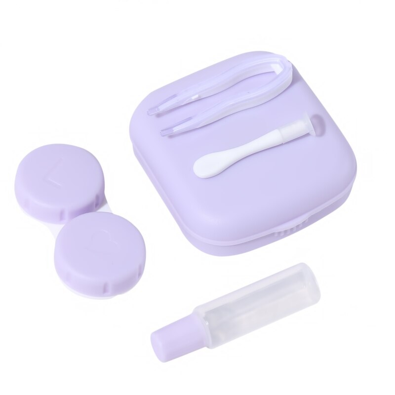 1 Pcs Pocket Draagbare Mini Contact Lens Case Dragen Make Up Beauty Leerling Opbergdoos Spiegel Container Travel Kit leuke Stijl: Light Purple