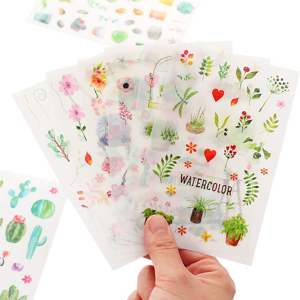 6 Sheets(150pcs) Green Cactus Plant Decorative Stickers Scrapbooking Stick Label Diary Stationery Album Journal Stickers
