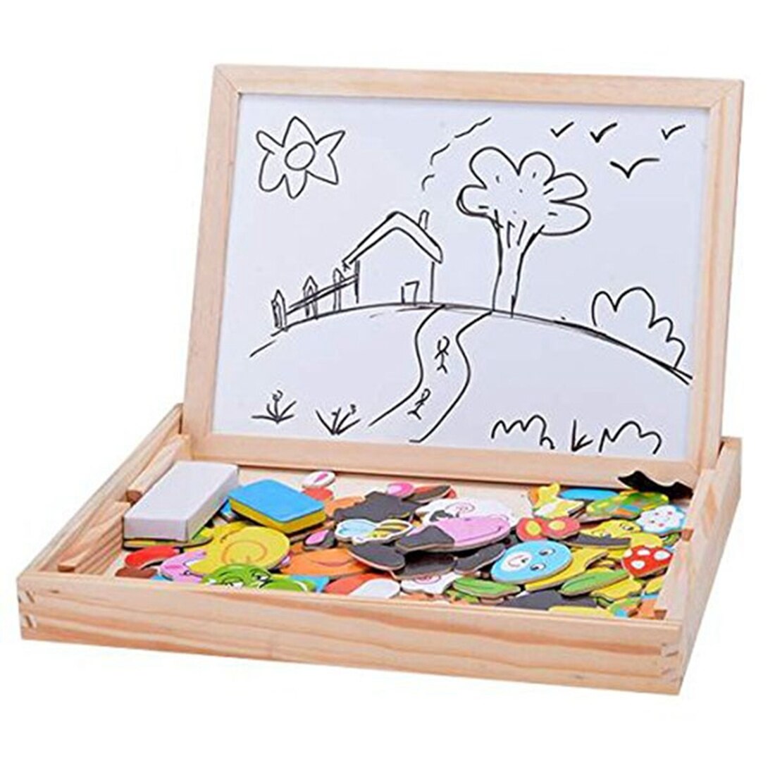 stijl Kinderen Hout Multifunctionele dubbelzijdig magnetisch tekenbord puzzel-Twaalf Zodiac speelgoed voor Gemeenschappelijke