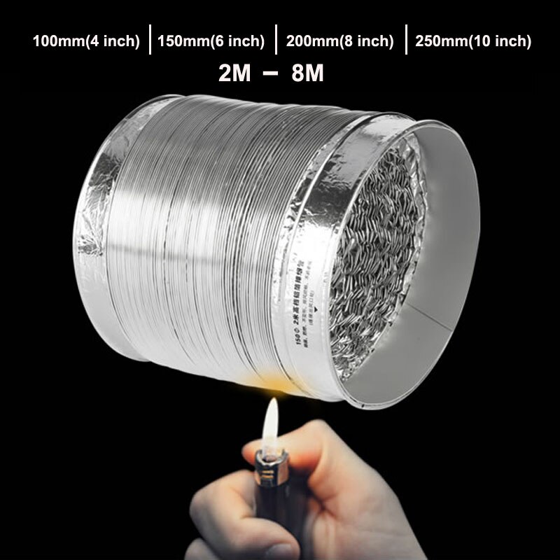100mm 150mm Flexible Double Aluminium Foil Ducting Hose for Inline Duct Fan Ventilator Ventilation Tube Air Exhaust Extractor