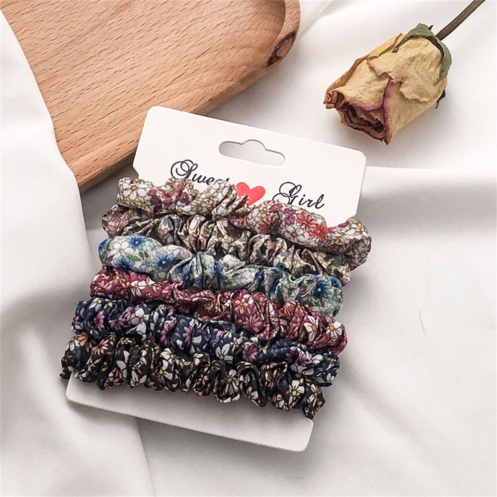 Conjunto de lazos de goma para el pelo para mujer y niña, gomas para el pelo de color liso elástico, accesorios para el cabello, 5/6 uds.: C
