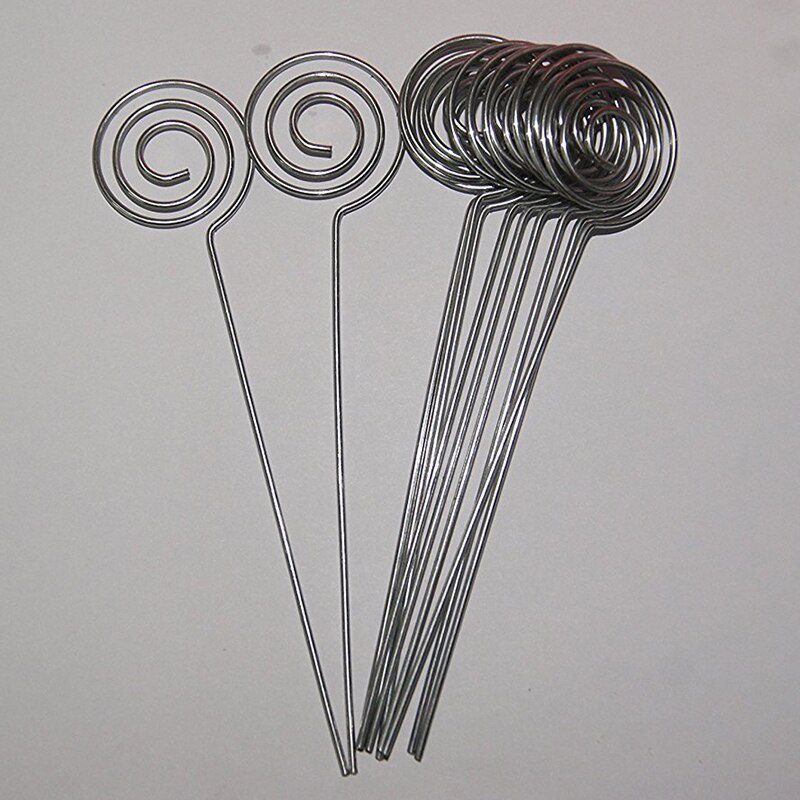 50/ pack plats korthållare pick, ring loop virvel tråd clip foto metall klämma för diy craft & making, notera memo hållare (silve
