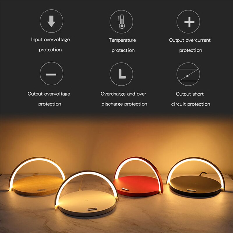 Qi Wireless Charger LED Table Lamp DC5V 10W USB Charging LED Desk Lamp Light Adjustment Table Bedside Lamp With Phone Holder