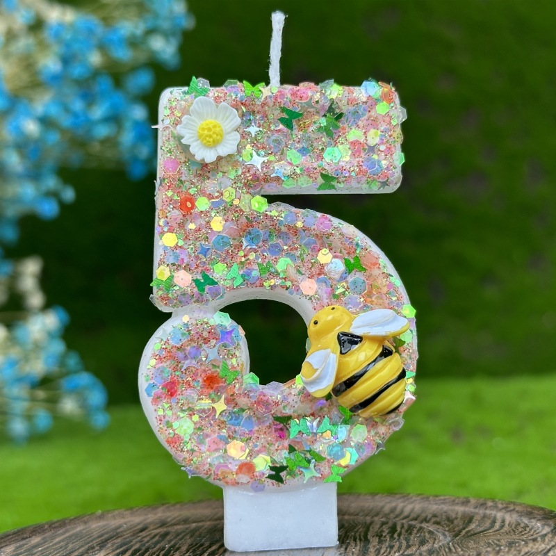 Colored Children's Bee Candle Wedding Guest Girl Boy birthday Candle Party Supplies And Stands Christmas Lights Candles: Fluorescent Green