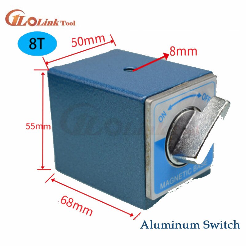 Switch Magnetic Table Base 6T 8T 10T 12T V type Power Magnetic Base Dial Indicator Stand Base Magnet Seat Table Wire Cutting: 8T Aluminum Switch