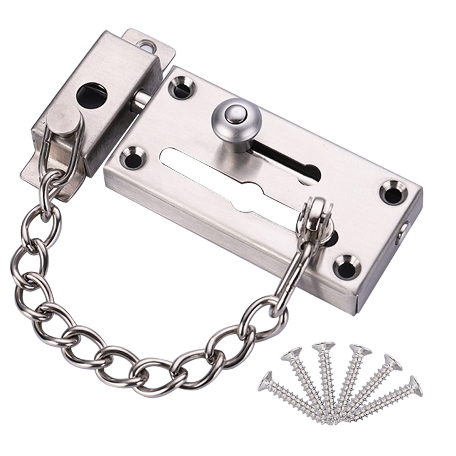 Modern Door Chain Lock Multifunction Stainless Steel Gate Slide Bolt Latch Barn Anti Theft Easy Install Home Durable Heavy Duty