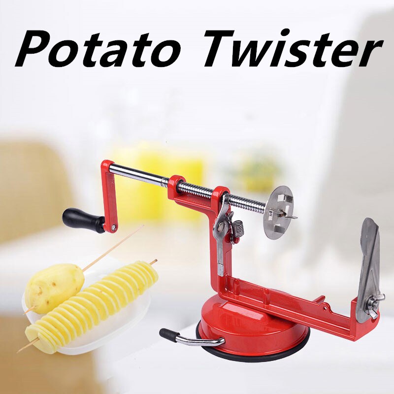 Grøntsagsspiraliz rustfrit stål snoet kartoffel æbleskærer spiral pommes fritesskærer madlavningsværktøj