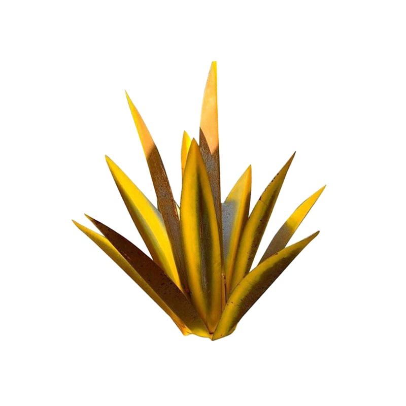 Simulation de plante d'agave artistique, Sculpture rustique en métal, bricolage, pour Patio extérieur, décoration de jardin, piquets de décoration de pelouse, Statue de maison: 27Yellow