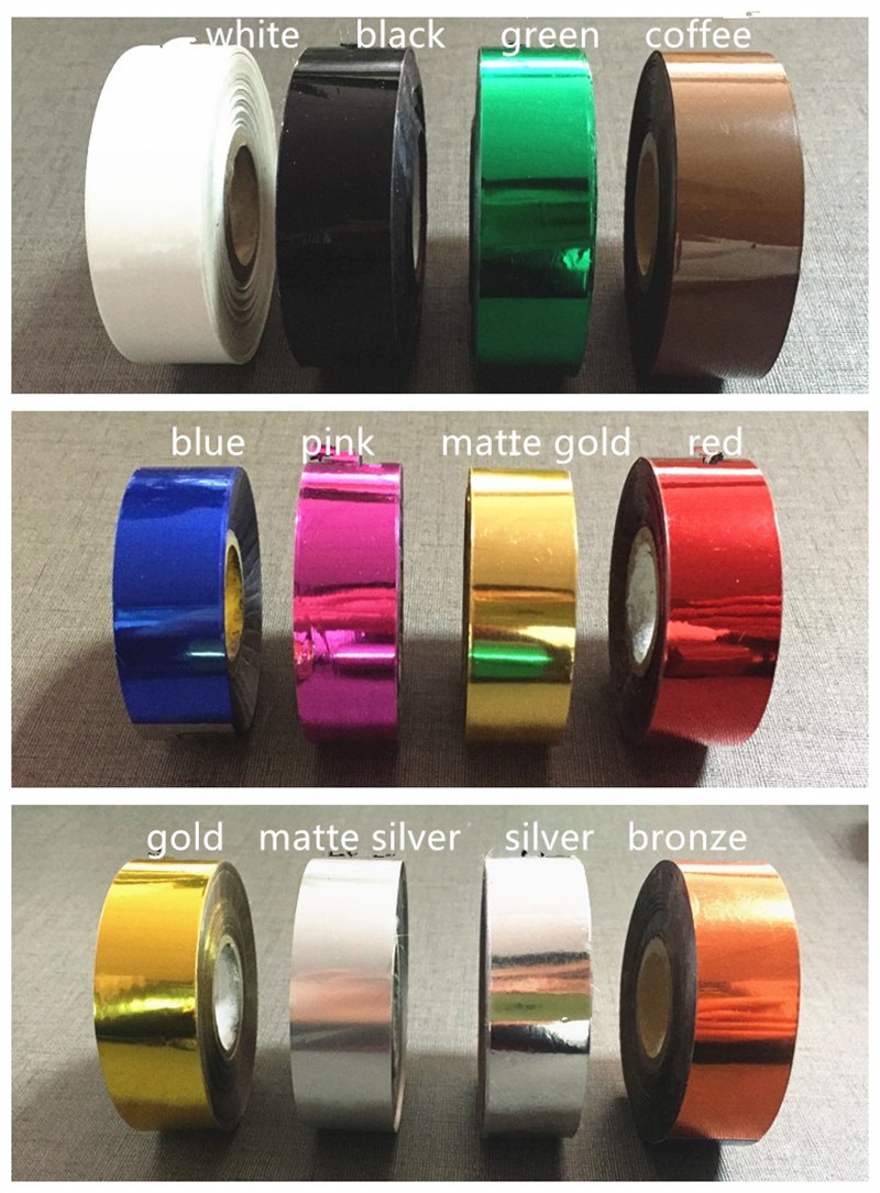 3CM 120Meter/Rollen Gold Silber Heißer Folie Stanzen Papier Handwerk Papier 12 farben Branding eisen heißer Wärme presse maschine