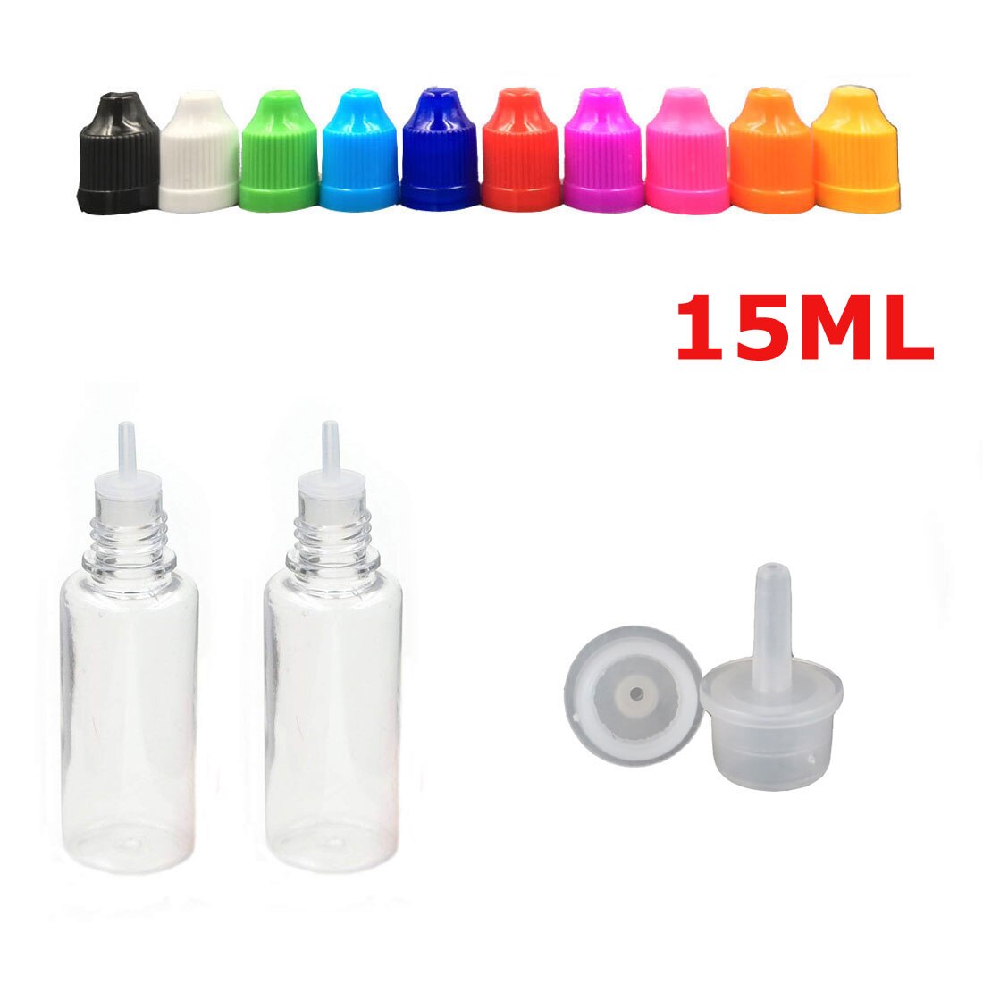 100 Stuks 3 Ml-100 Ml Pet Clear Dropper Flessen Lege Plastic Sap Eye Liquid Hervulbare Transparante Container Met caps Dropper Tip: 15ML x 100PCS