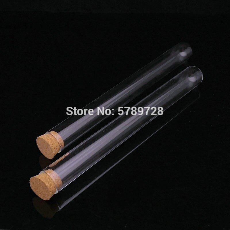 10pcs 18x180mm Glass round bottom test tube with cork stopper,Thickened flat - mouth lab test tubes Used in school chemistry lab