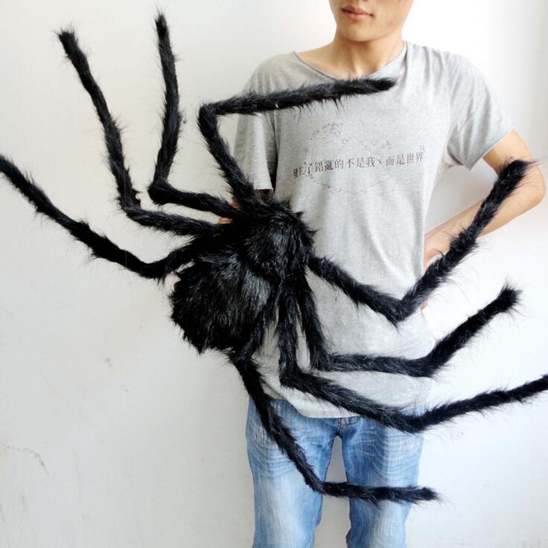 Honji 30/50/75cm araignées en peluche noires et multicolores pour halloween, jouet pour enfants, style amusant pour décoration de fête d'halloween