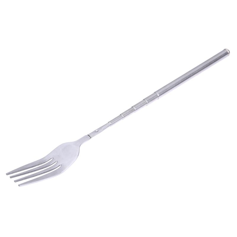 Bbq Rvs Telescopische Uitschuifbare Vork Diner Dessert Fruit Vork Party Barbecue Lange Vork Bestek Keuken Accessoires