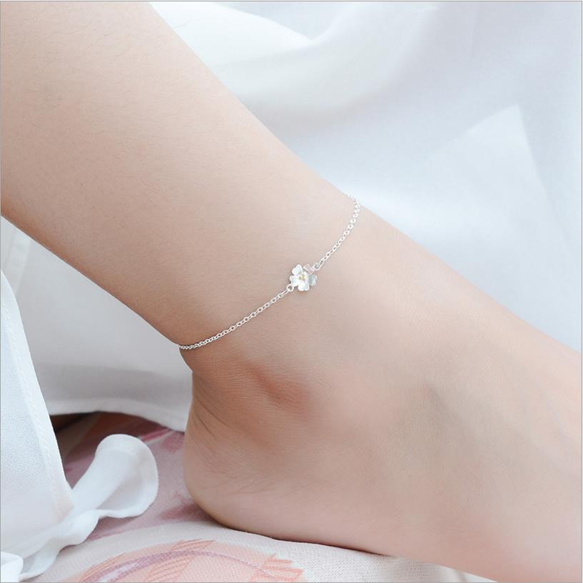 Lukeni Mooie Kersenbloesems Vrouwelijke Enkelbanden Sieraden Meisje Mode 925 Sterling Zilveren Armbanden Voor Vrouwen Verjaardag Accessoires