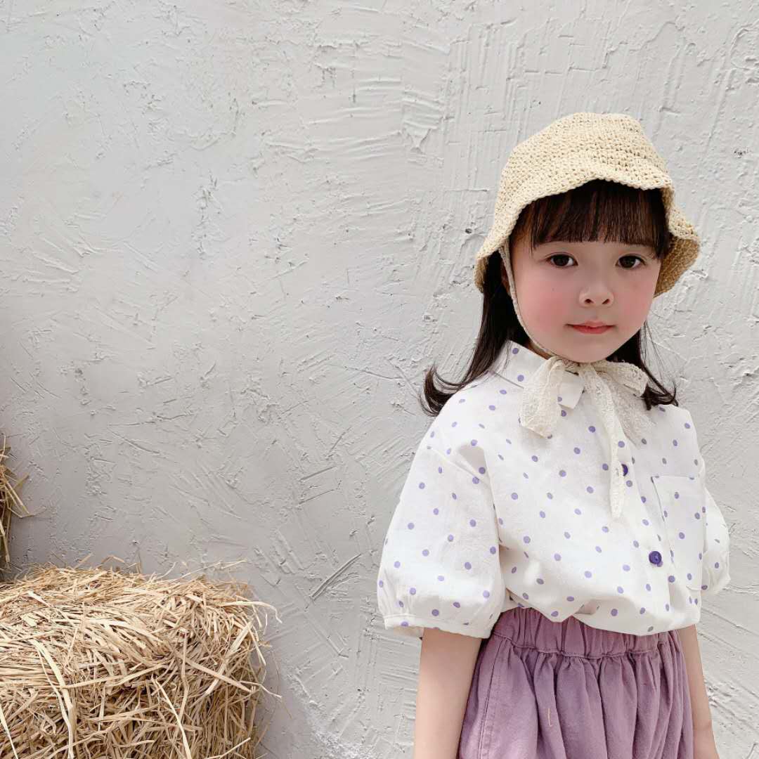 Children's clothing summer products girls Korean summer dress wavelet cotton short-sleeved shirt