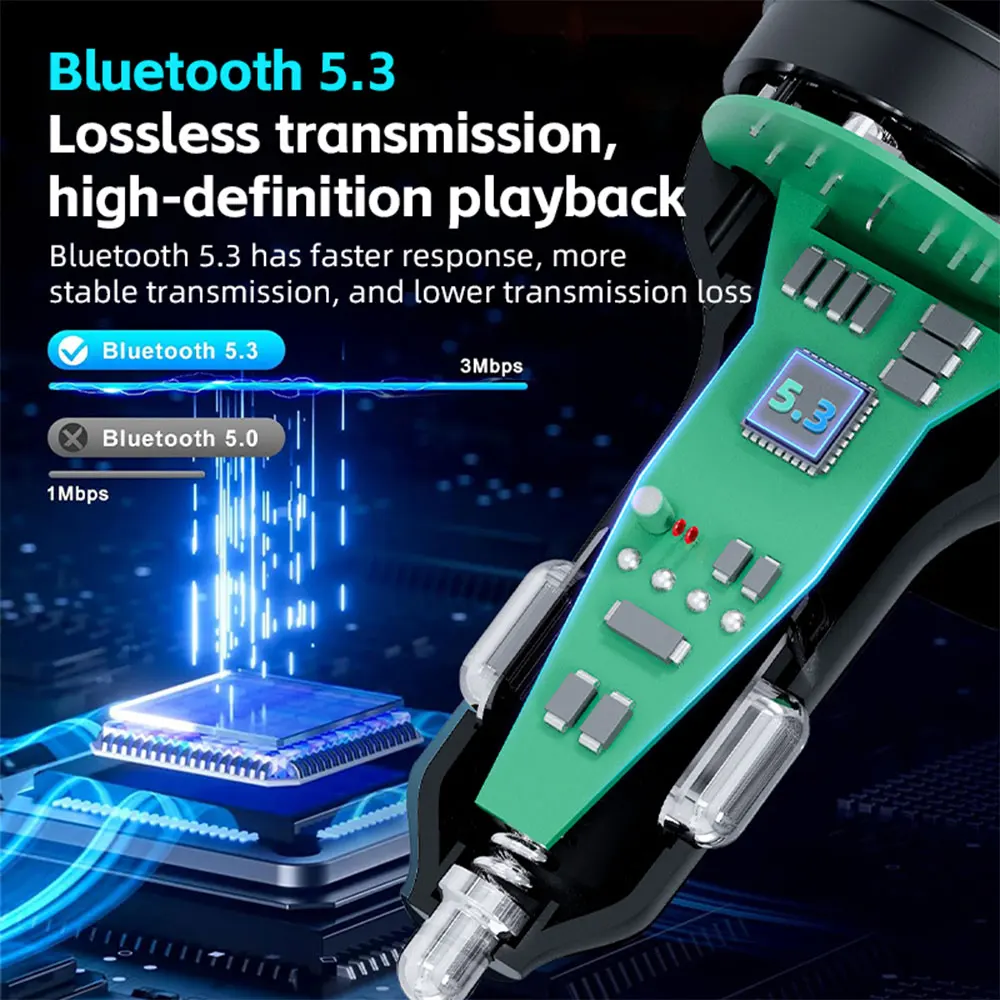 Car FM Transmitter Bluetooth 5.3 Handsfree Wireless Car Kit USB Car Charger Auto Radio Fm Modulator Mp3 Player Adapter