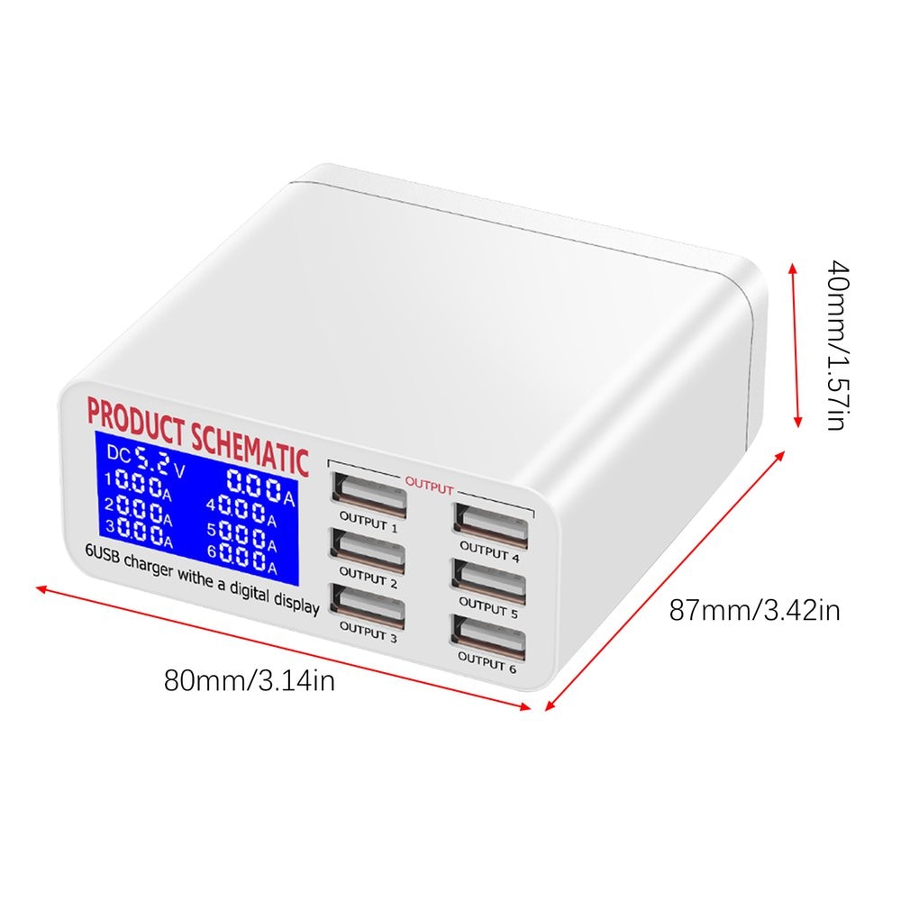 Lcd Multi Snelle Usb Lader Lading Meerdere 6-Port Usb Telefoon Opladen Station Universele Usb Hub Smart lader