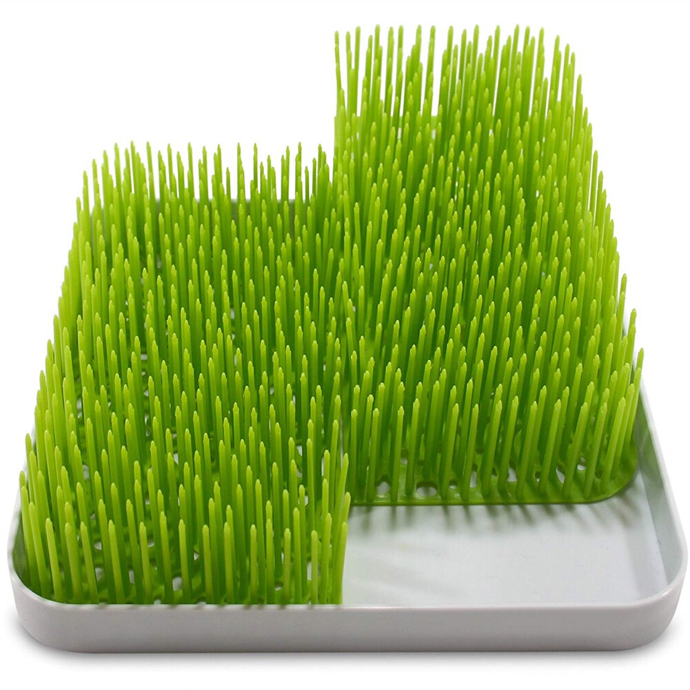 Estante de secado para encimera de biberones, escurridor para botellas infantiles, platos, contenedor de césped de imitación