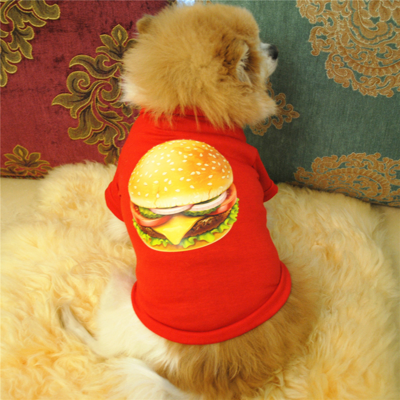 nueva primavera y verano Camiseta de algodón para perro mascota estilo hamburguesa teddy bomei guest.